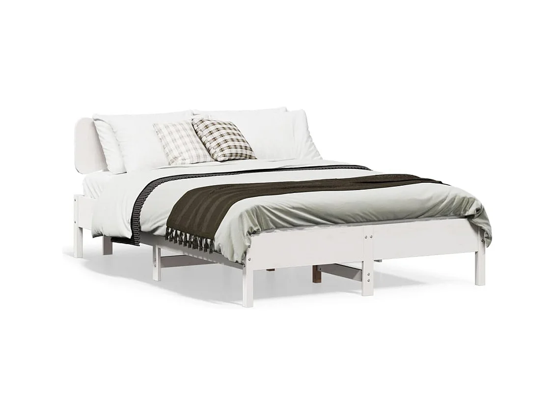 Cadre de lit sans matelas blanc 135x190 cm bois de pin massif