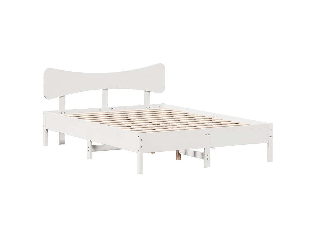 Bedframe zonder matras massief grenenhout wit 135x190 cm