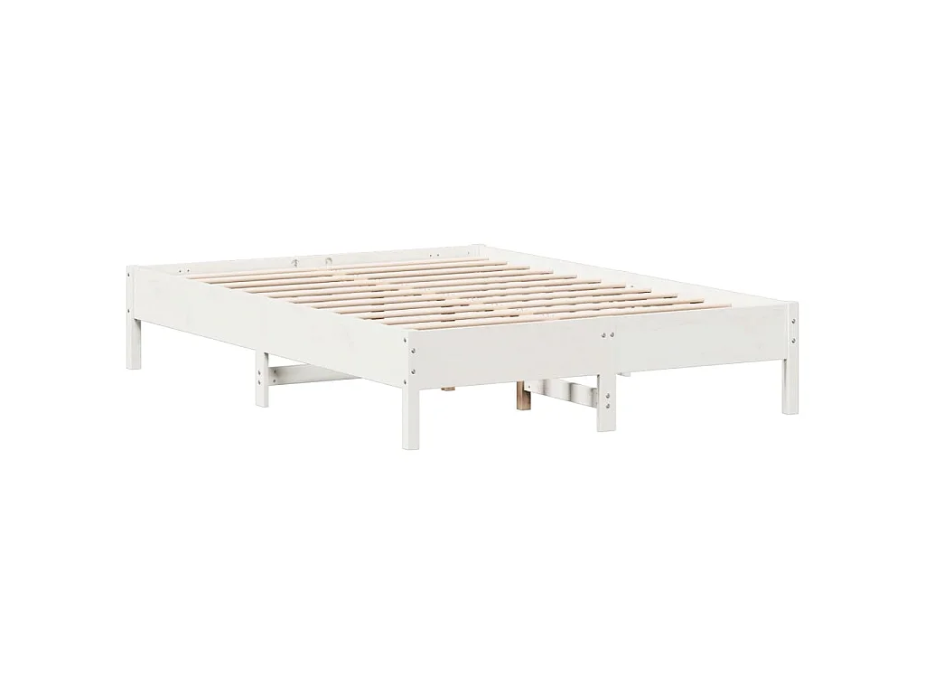 Bedframe zonder matras massief grenenhout wit 135x190 cm