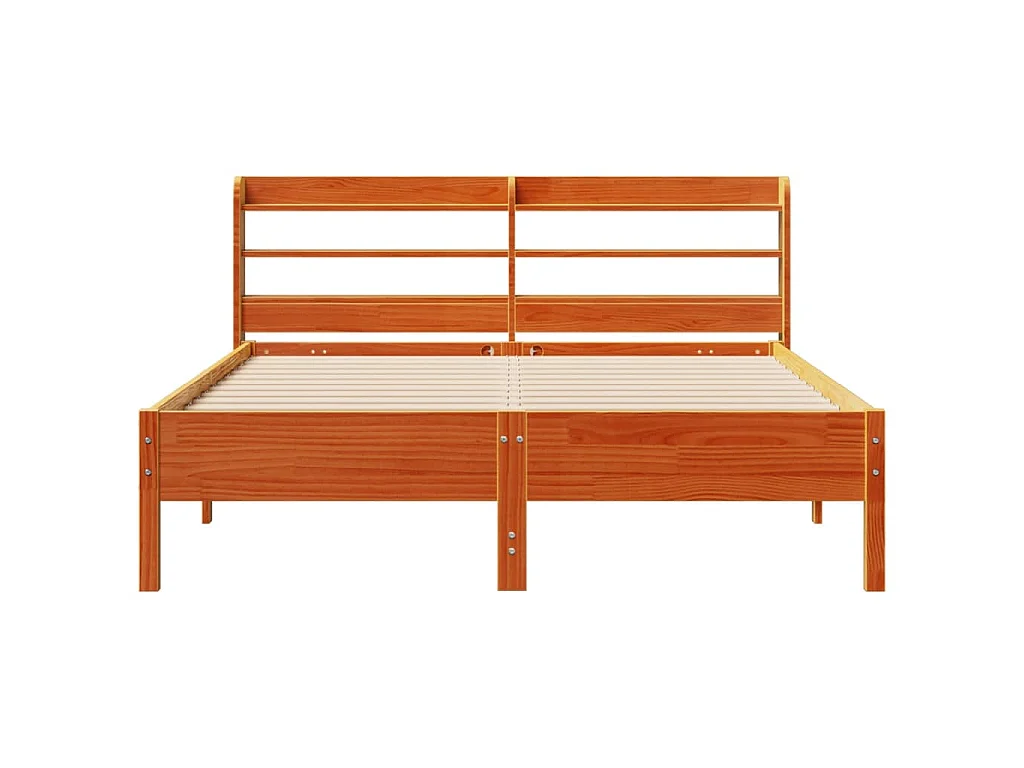 Letto senza Materasso Marrone Cera 135x190 cm in Legno di Pino