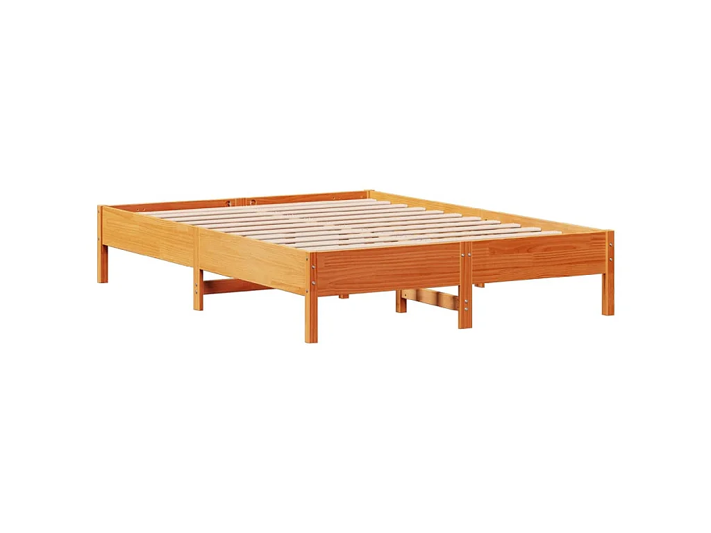Letto senza Materasso Marrone Cera 135x190 cm in Legno di Pino