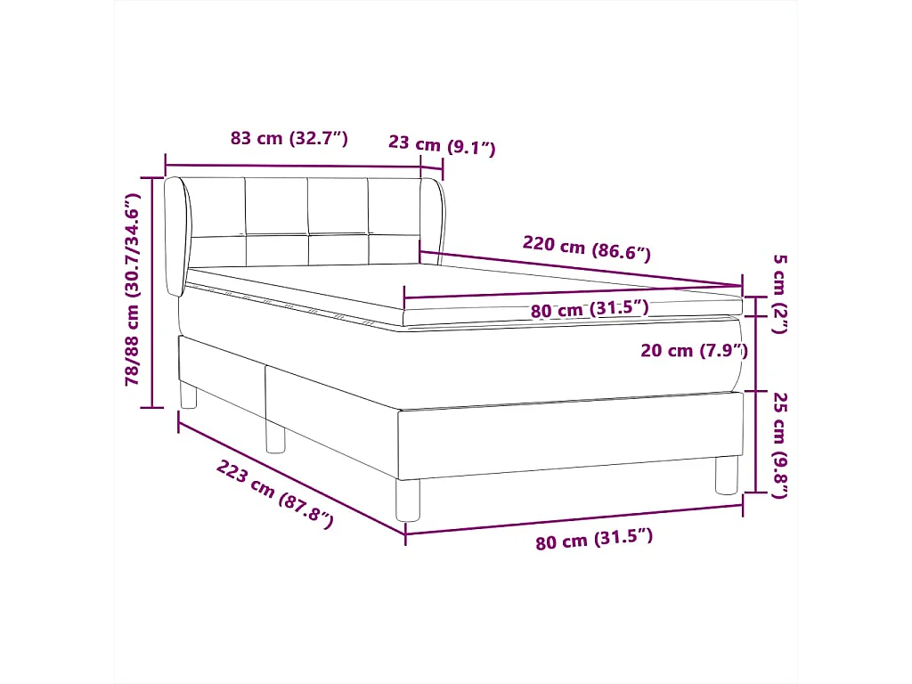 Boxspring met matras fluweel donkerblauw 80x220 cm