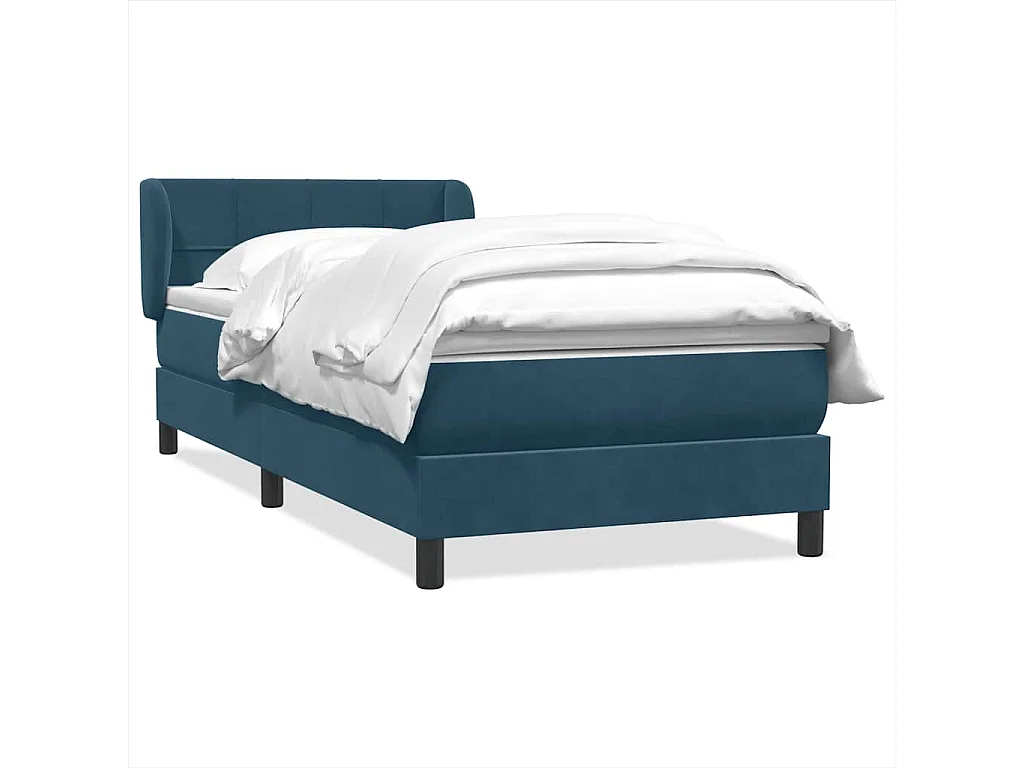 Giroletto a Molle con Materasso Blu Scuro 80x220 cm Velluto