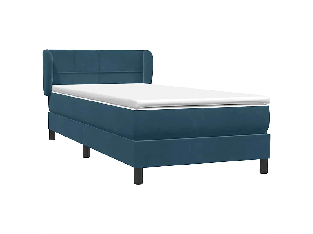 Giroletto a Molle con Materasso Blu Scuro 80x220 cm Velluto