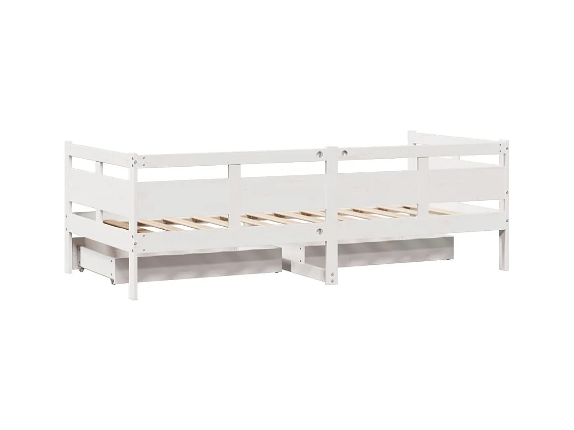 Lit de jour et tiroirs sans matelas blanc 80x200 cm bois massif
