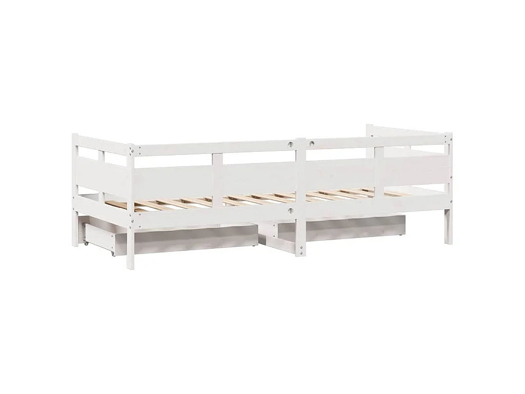 Lit de jour et tiroirs sans matelas blanc 80x200 cm bois massif