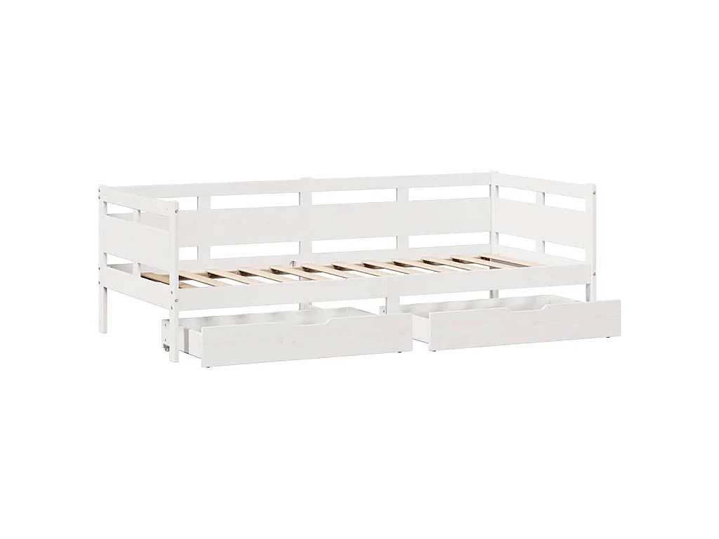 Lit de jour et tiroirs sans matelas blanc 80x200 cm bois massif