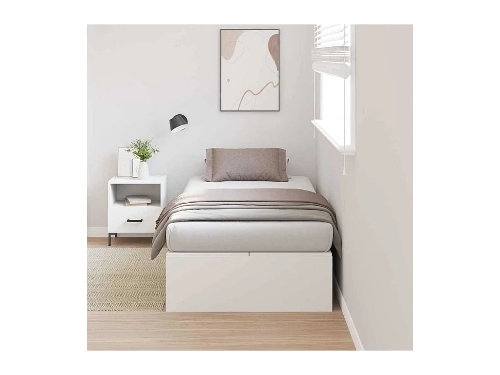 Cadre de lit avec stockage Blanc 75 x 190 cm Bois d'ingénierie