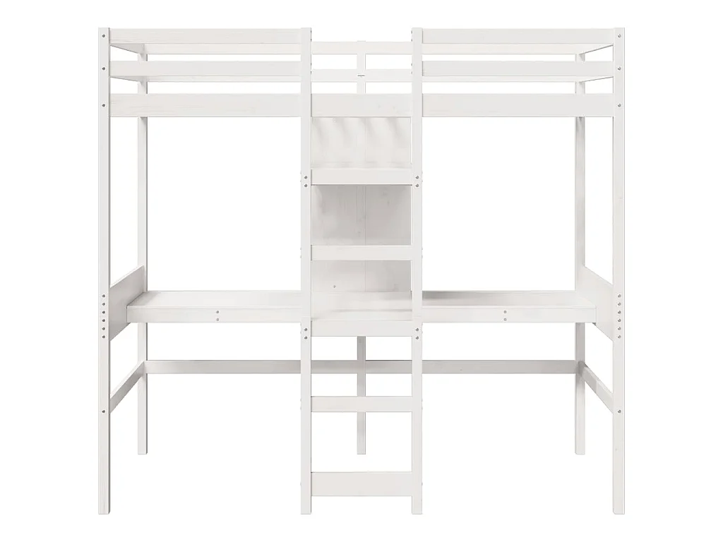 Hochbett ohne Matratze Weiß 75x190 cm Massivholz Kiefer