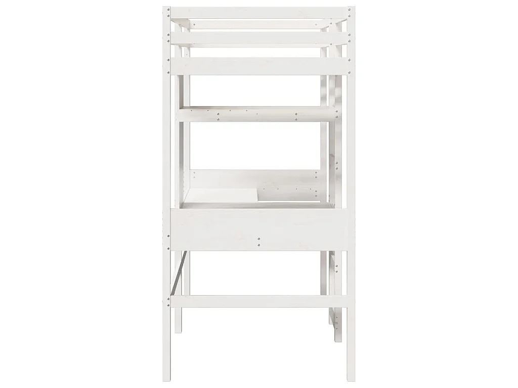 Hochbett ohne Matratze Weiß 75x190 cm Massivholz Kiefer