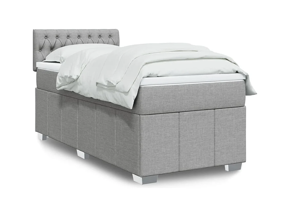 Boxspringbett mit Matratze Hellgrau 80x200 cm Stoff