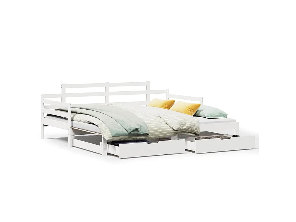 Tagesbett Ausziehbar mit Schubladen ohne Matratze Weiß 80x200cm