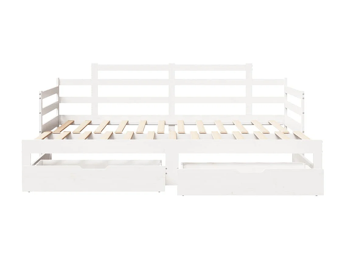 Tagesbett Ausziehbar mit Schubladen ohne Matratze Weiß 80x200cm