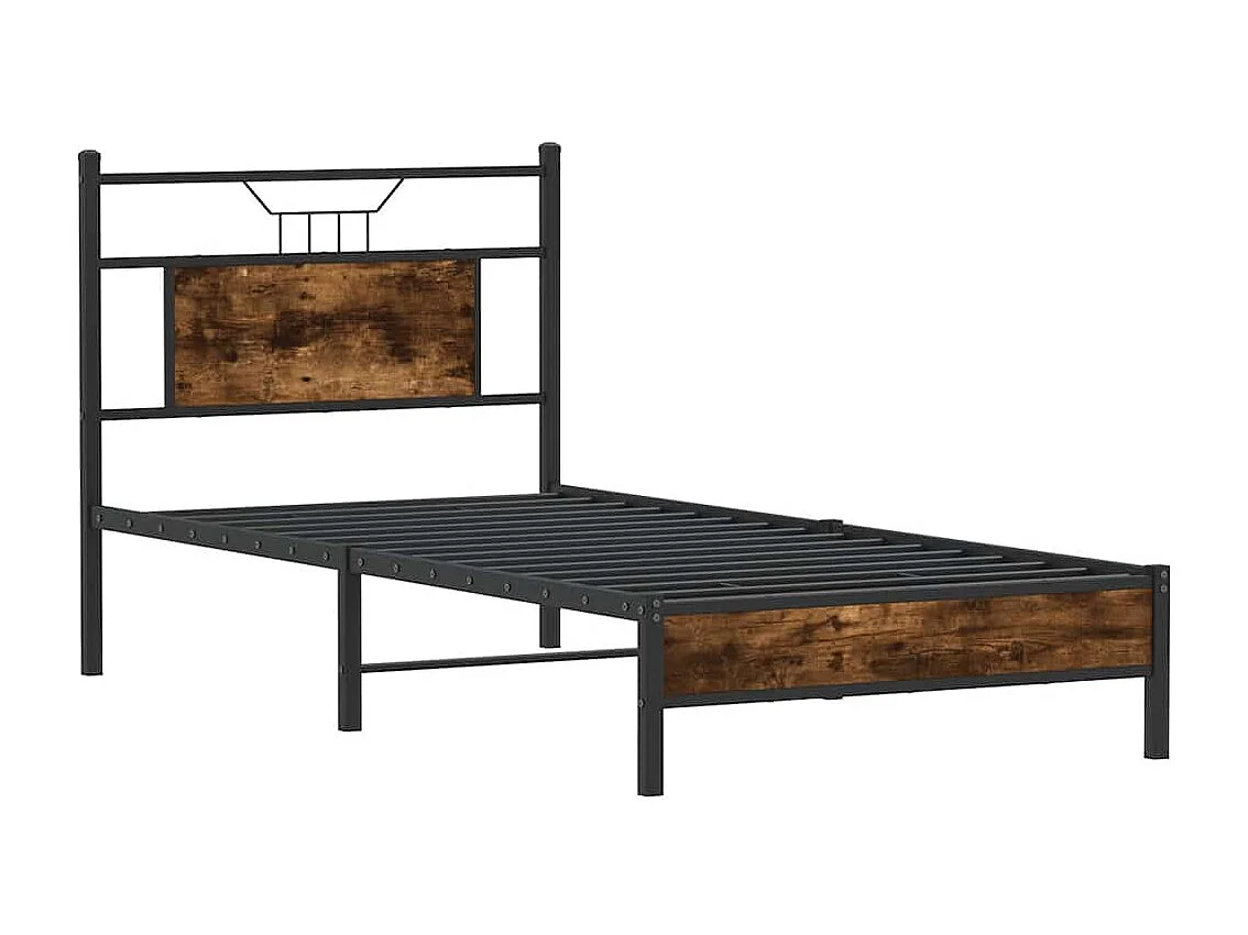 Cadre de lit sans matelas chêne fumé 75x190cm bois d'ingénierie