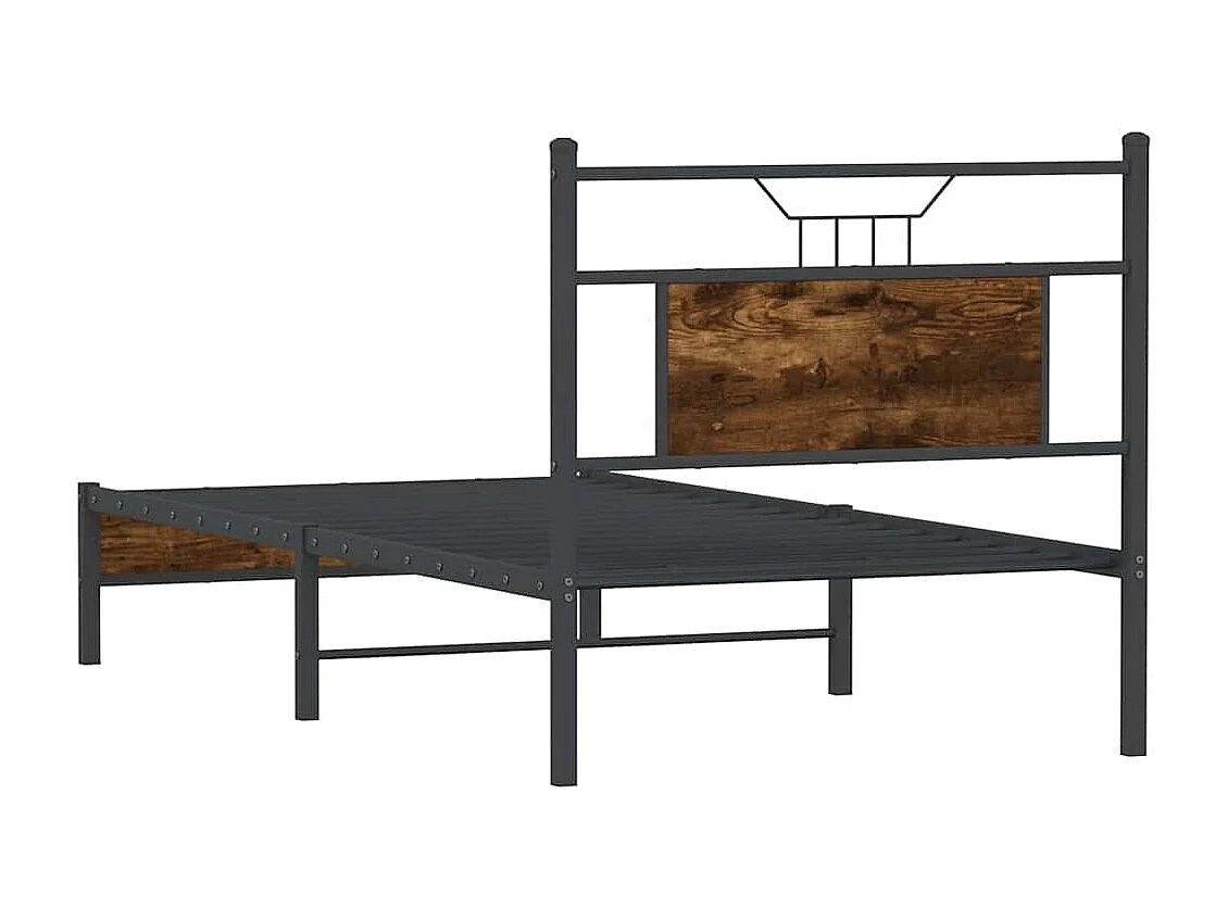 Cadre de lit sans matelas chêne fumé 75x190cm bois d'ingénierie