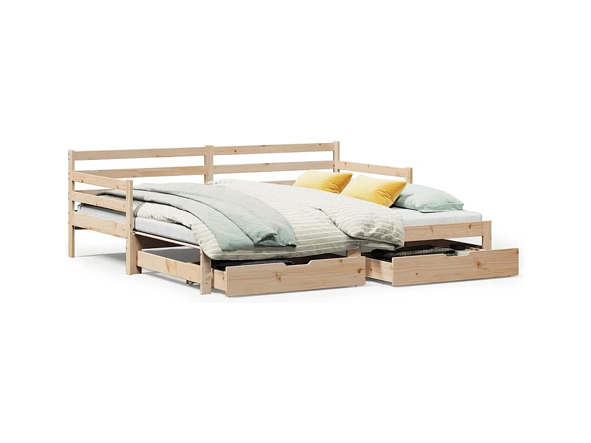 Lit de jour avec gigogne et tiroirs sans matelas 80x200 cm