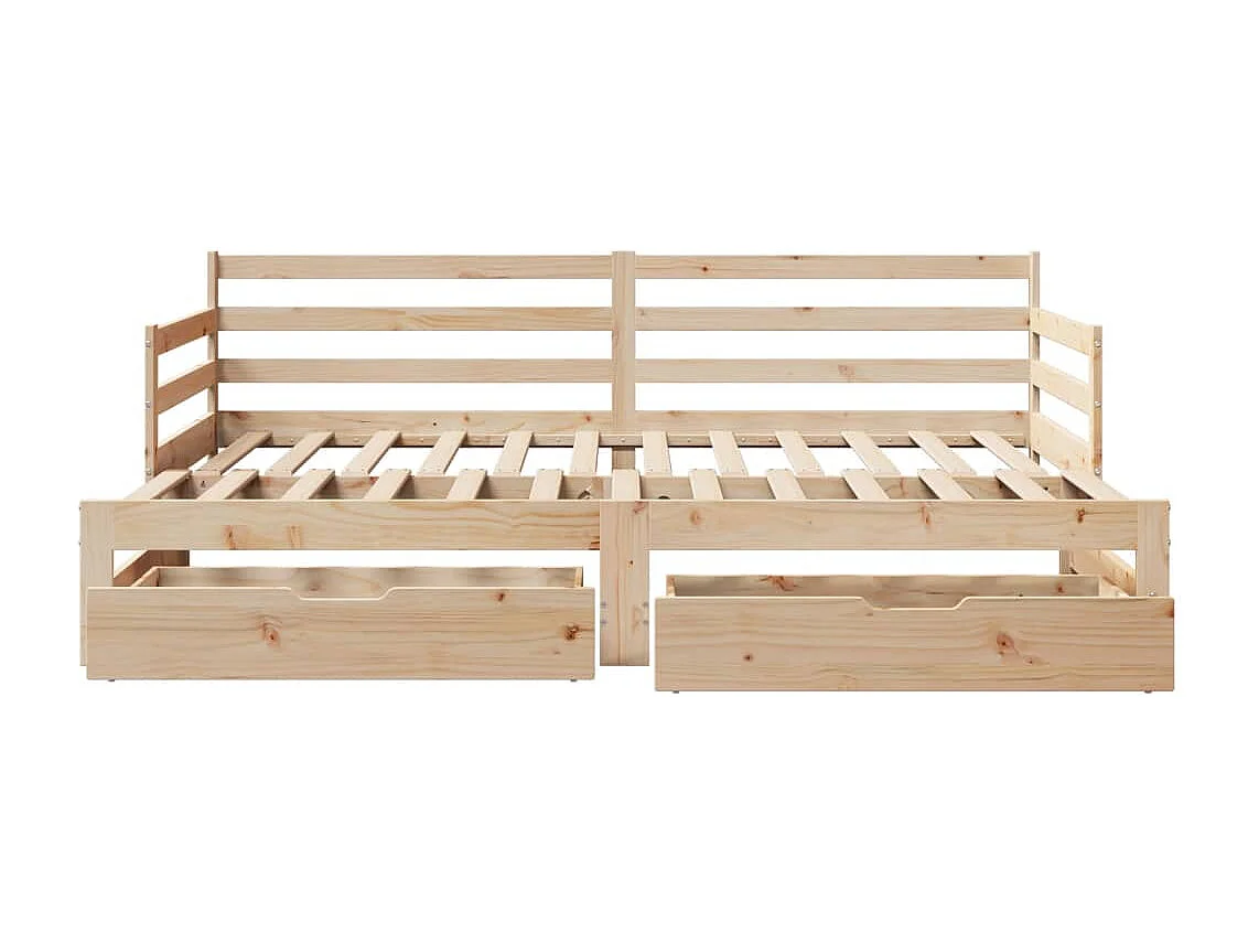 Tagesbett Ausziehbar mit Schubladen ohne Matratze 80x200 cm