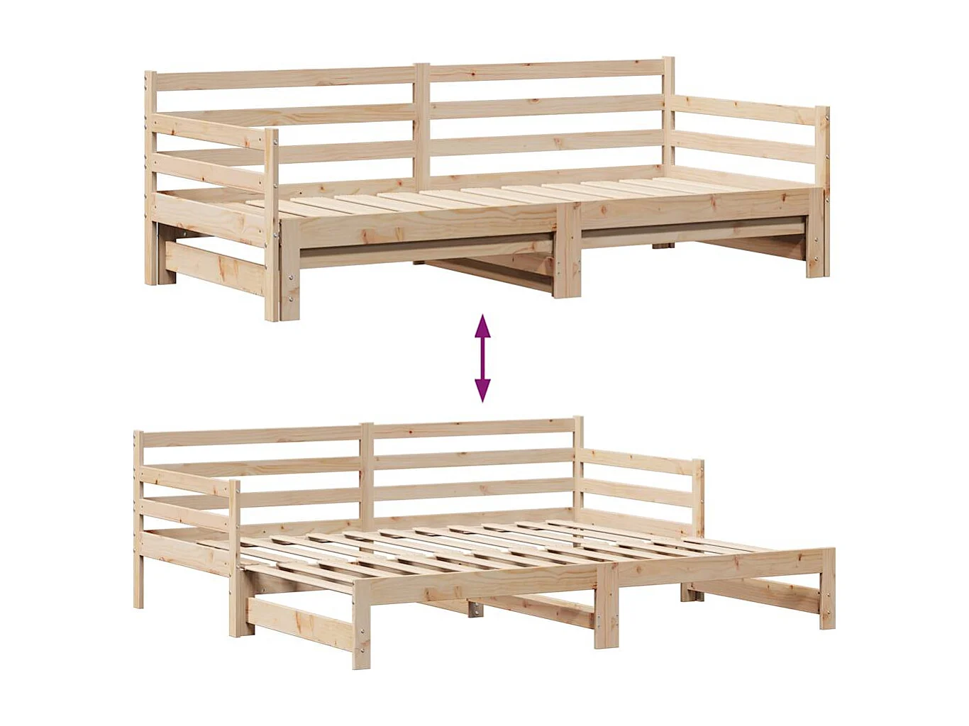 Tagesbett Ausziehbar mit Schubladen ohne Matratze 80x200 cm