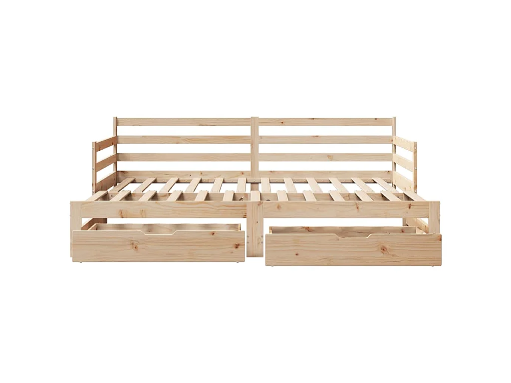 Slaapbank met onderschuifbed en lades zonder matras 80x200 cm
