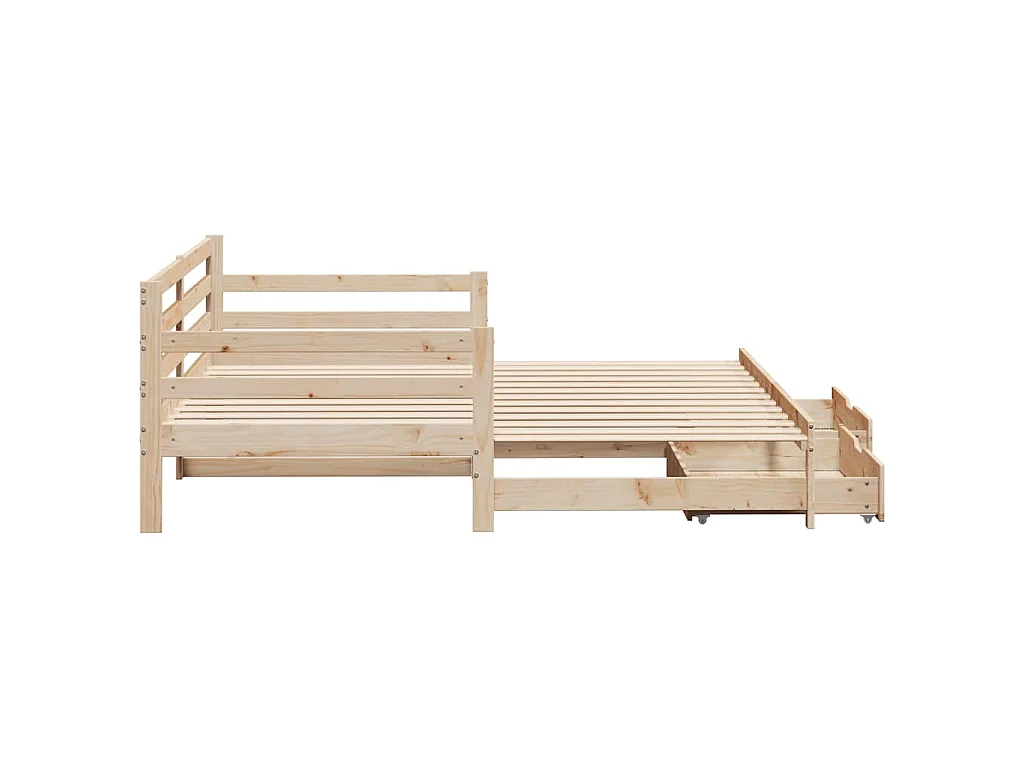Slaapbank met onderschuifbed en lades zonder matras 80x200 cm