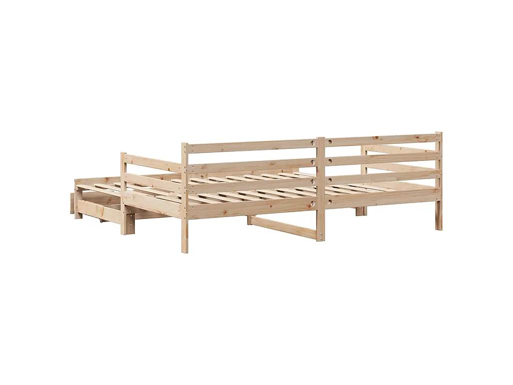 Slaapbank met onderschuifbed en lades zonder matras 80x200 cm