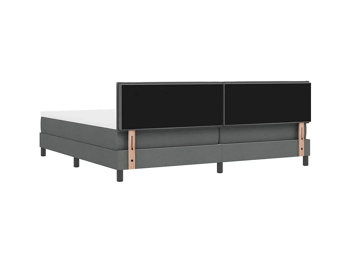 Lit boxspring avec matelas Gris foncé 200 x 200 cm tissu