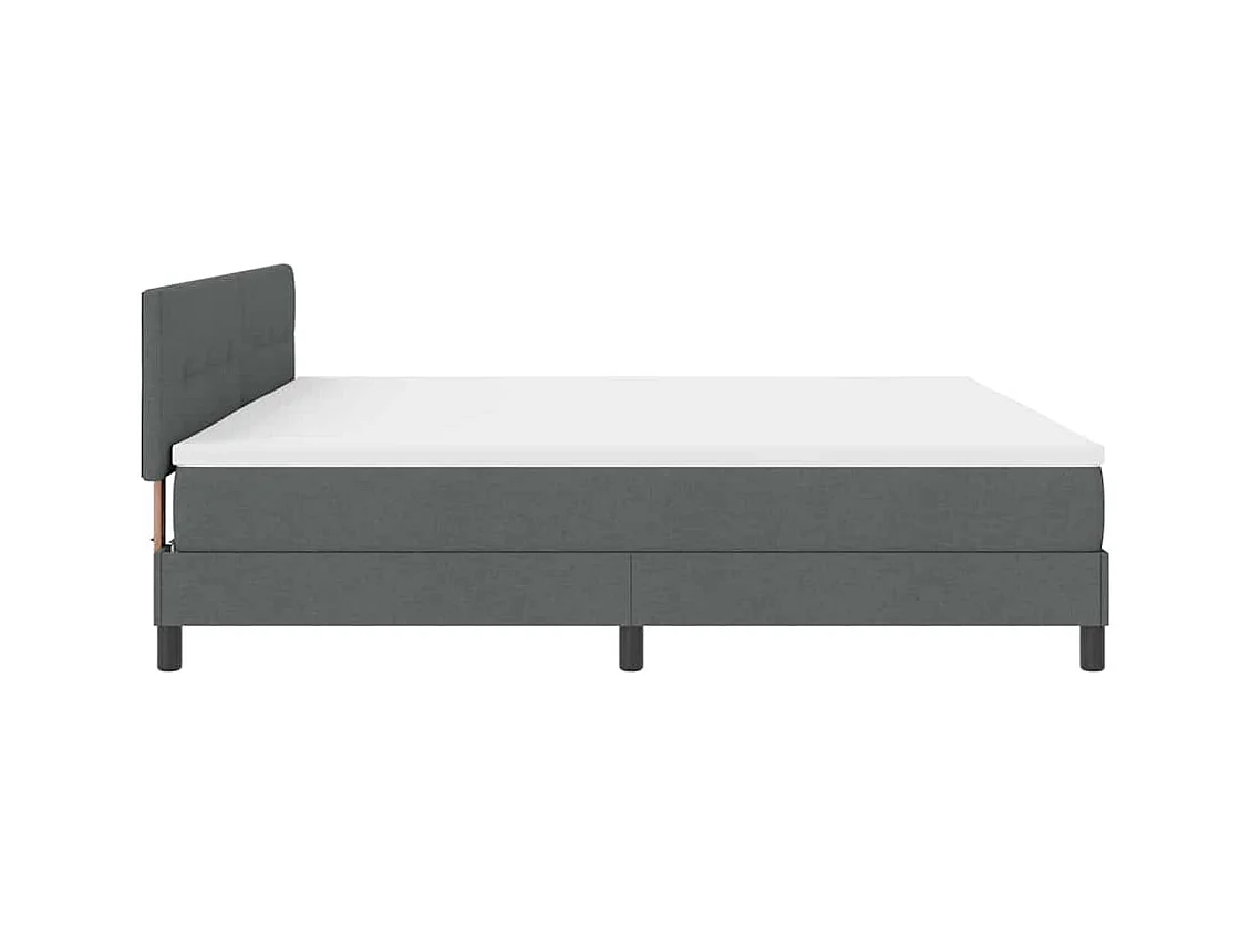 Lit boxspring avec matelas Gris foncé 200 x 200 cm tissu