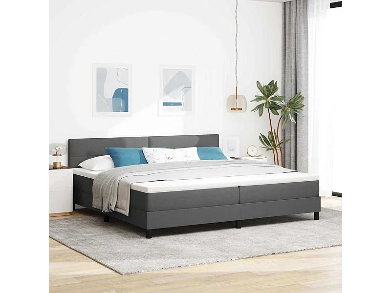 Cama Box com colchão Cinza Escuro 200 x 200 cm tecido