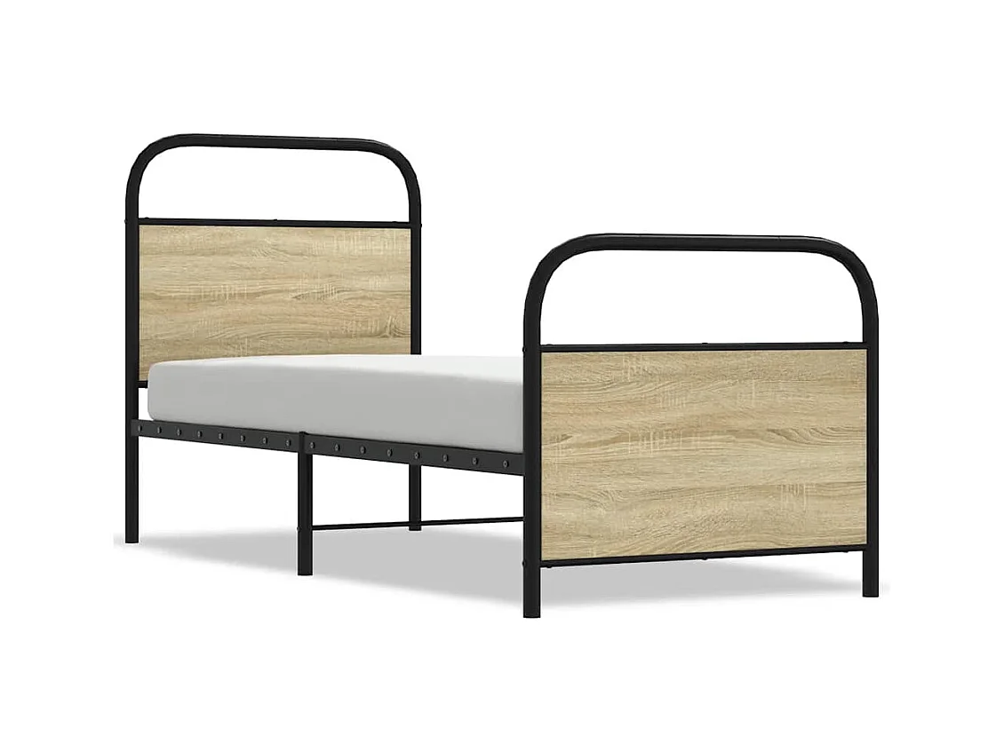 Cadre de lit sans matelas 75x190cm chêne sonoma bois ingénierie