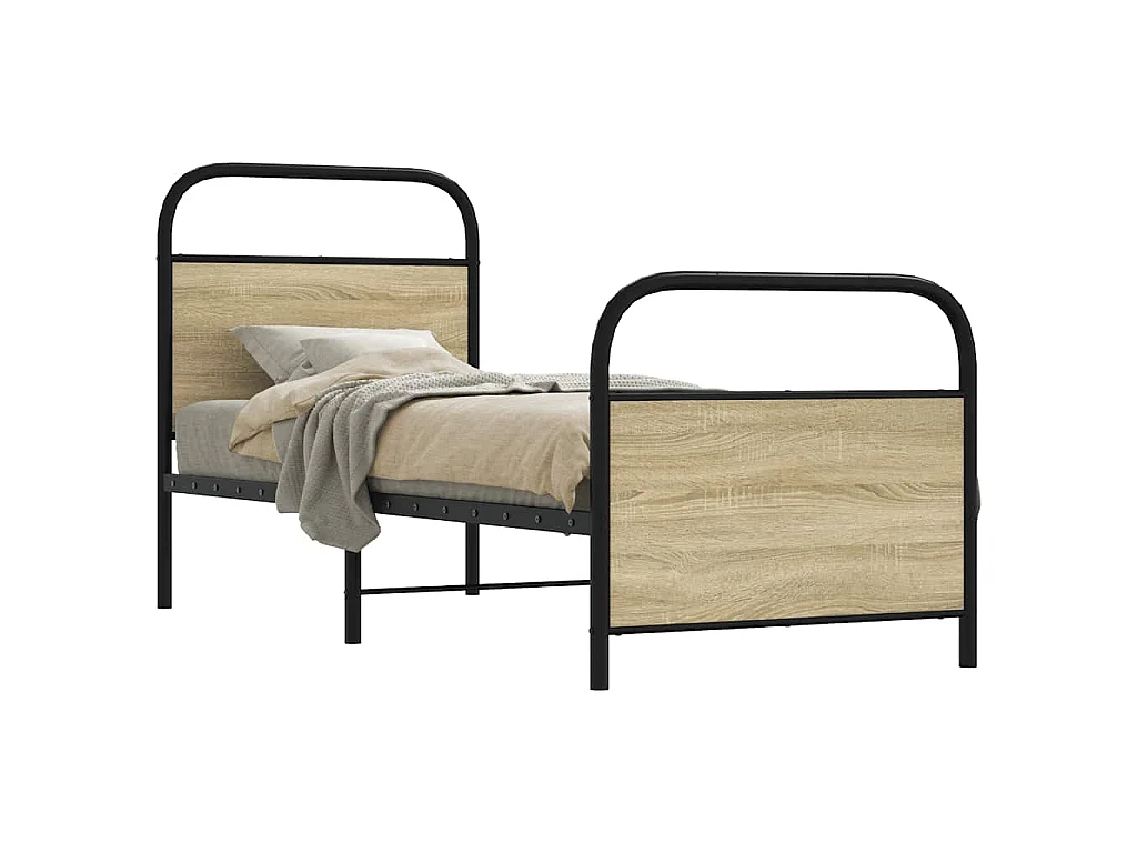 Cadre de lit sans matelas 75x190cm chêne sonoma bois ingénierie