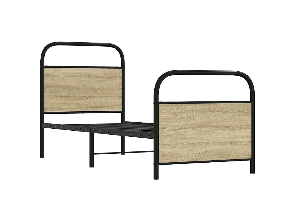 Cadre de lit sans matelas 75x190cm chêne sonoma bois ingénierie