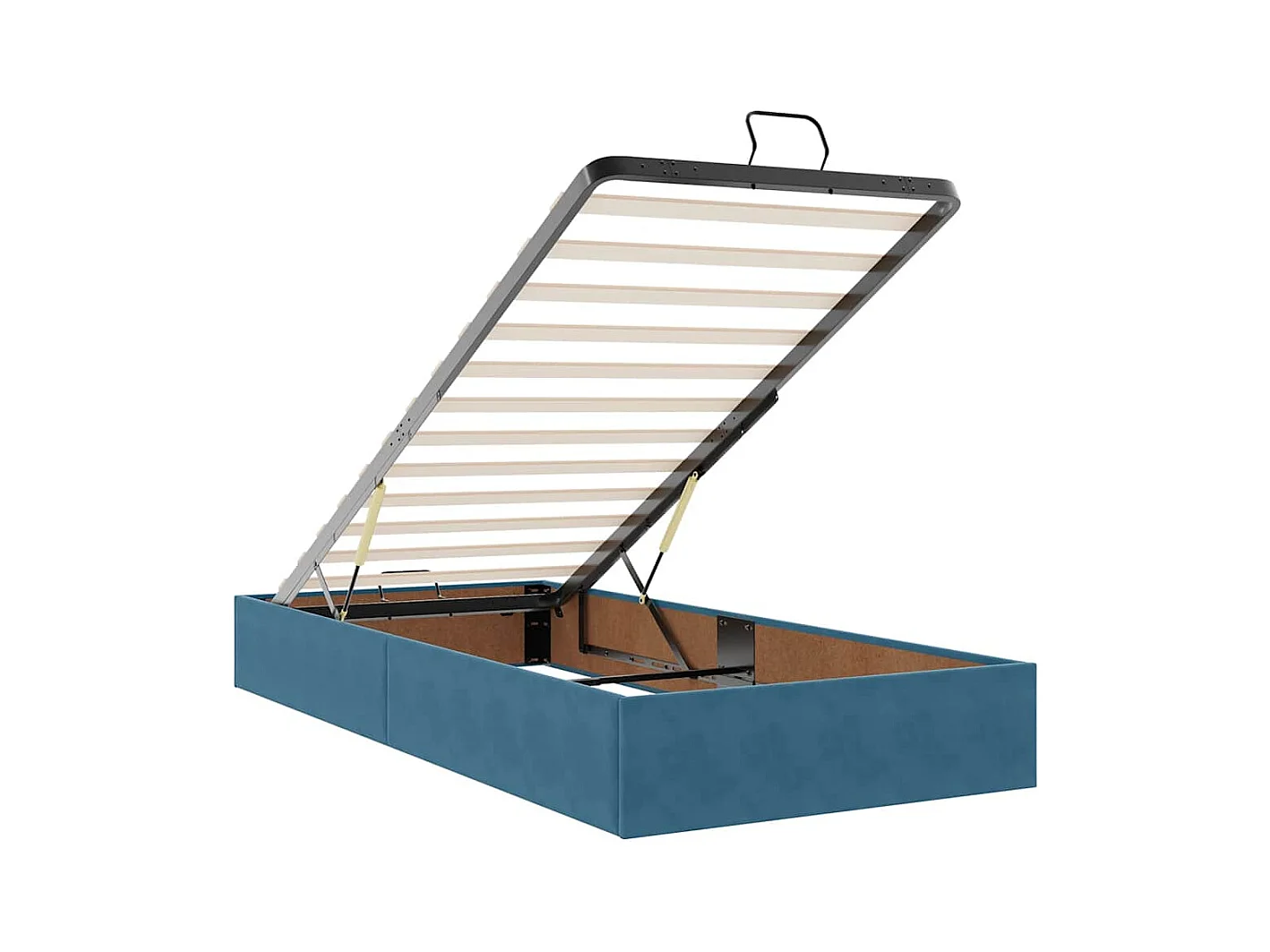 Estrutura cama otomana colchão 80x200 cm veludo azul escuro