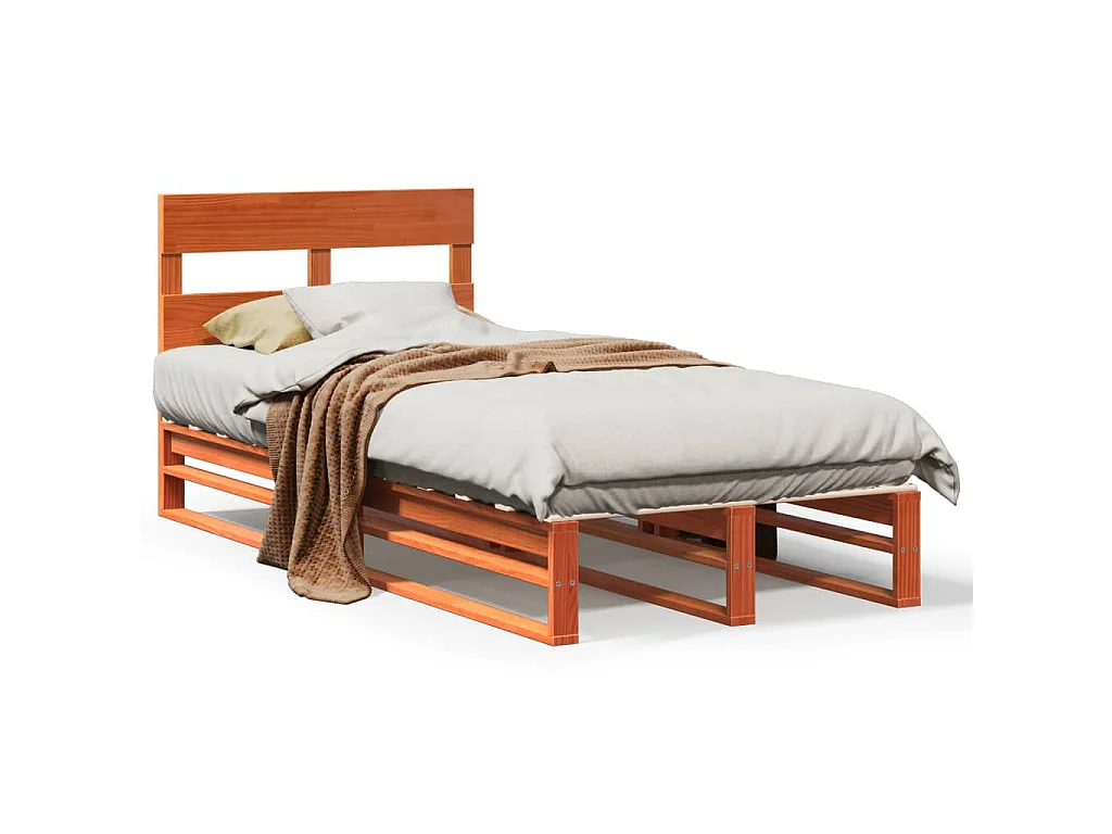 Massivholzbett ohne Matratze Wachsbraun 75x190 cm Kiefernholz