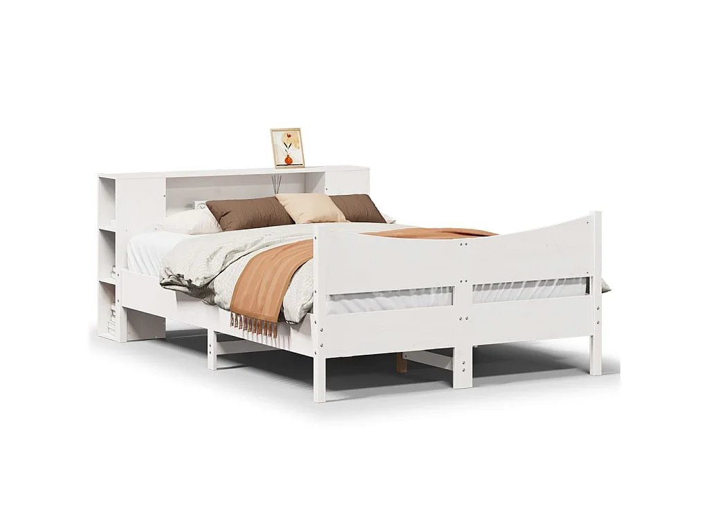 Cama sem colchão 135x190 cm madeira de pinho maciça branco
