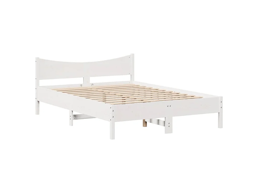 Cama sem colchão 135x190 cm madeira de pinho maciça branco