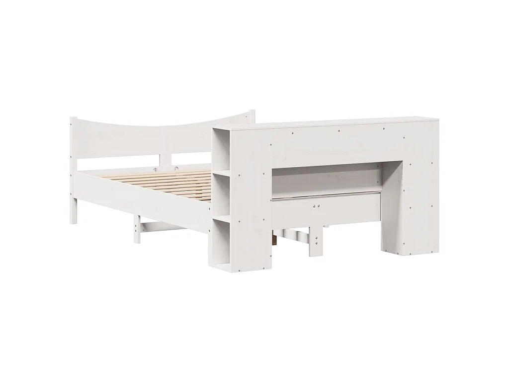 Cama sem colchão 135x190 cm madeira de pinho maciça branco