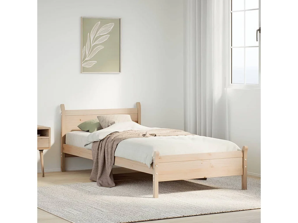 Letto senza Materasso 75x190 cm in Legno Massello Pino