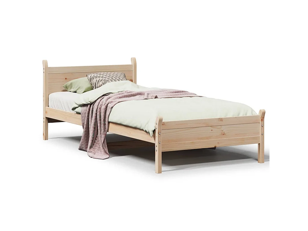 Estructura de cama sin colchón madera maciza pino 75x190 cm