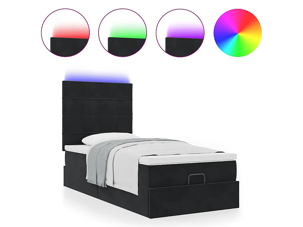 Ottoman bed met matrassen en LED's 80x200cm fluweel zwart