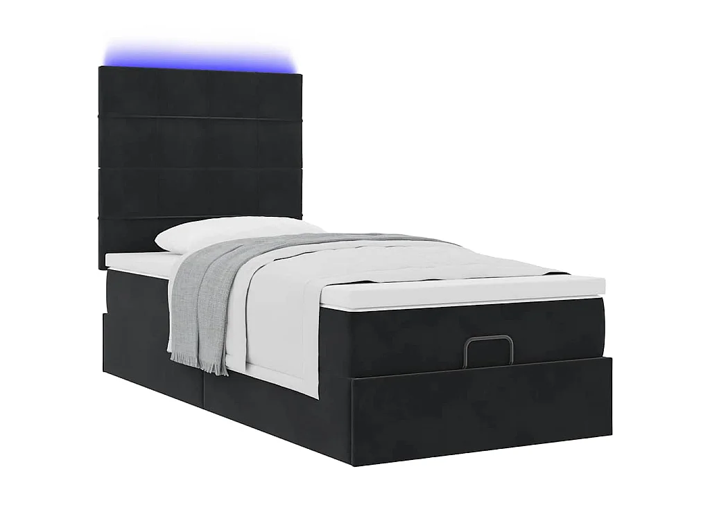 Ottoman bed met matrassen en LED's 80x200cm fluweel zwart