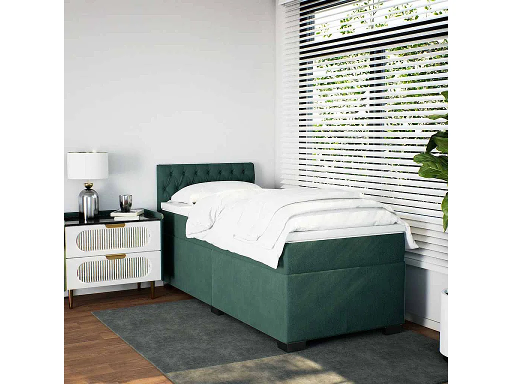 Boxspring met matras fluweel donkergroen 80x200 cm