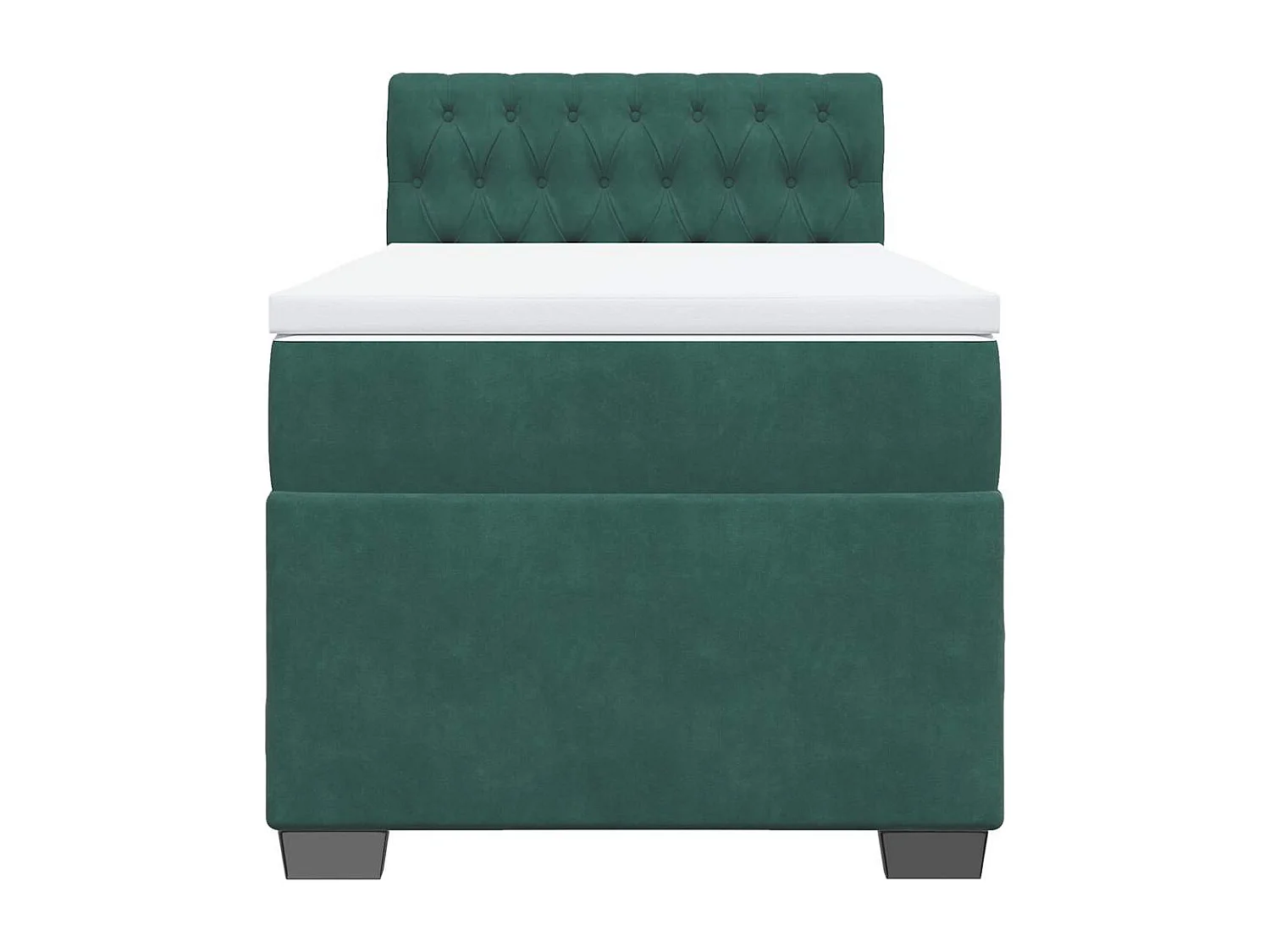 Cama box spring con colchón terciopelo verde oscuro 80x200 cm
