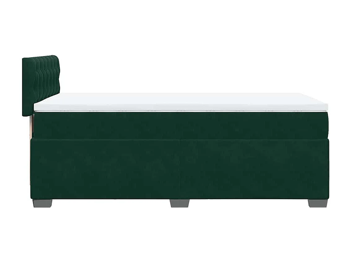 Cama box spring con colchón terciopelo verde oscuro 80x200 cm
