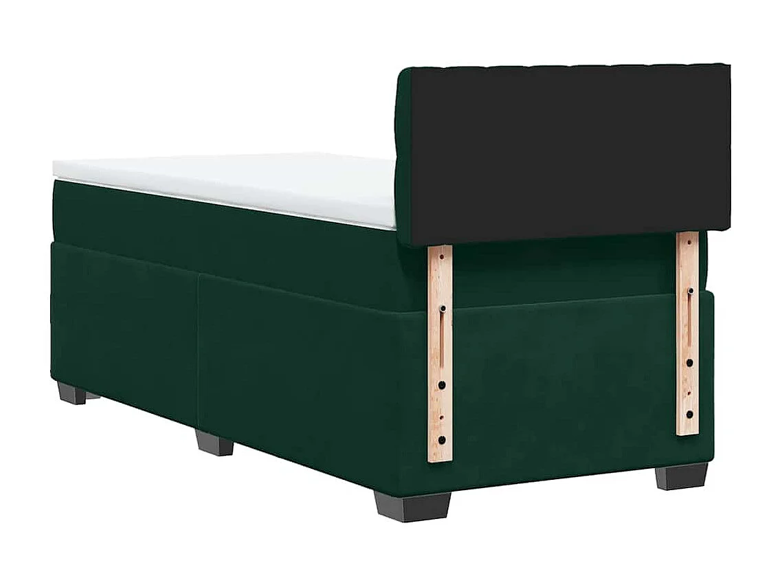 Cama box spring con colchón terciopelo verde oscuro 80x200 cm