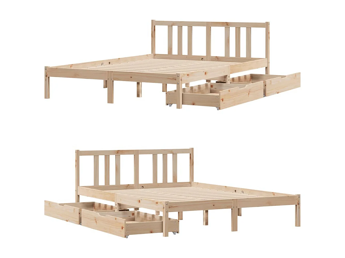 Massivholzbett ohne Matratze 135x190 cm Kiefernholz