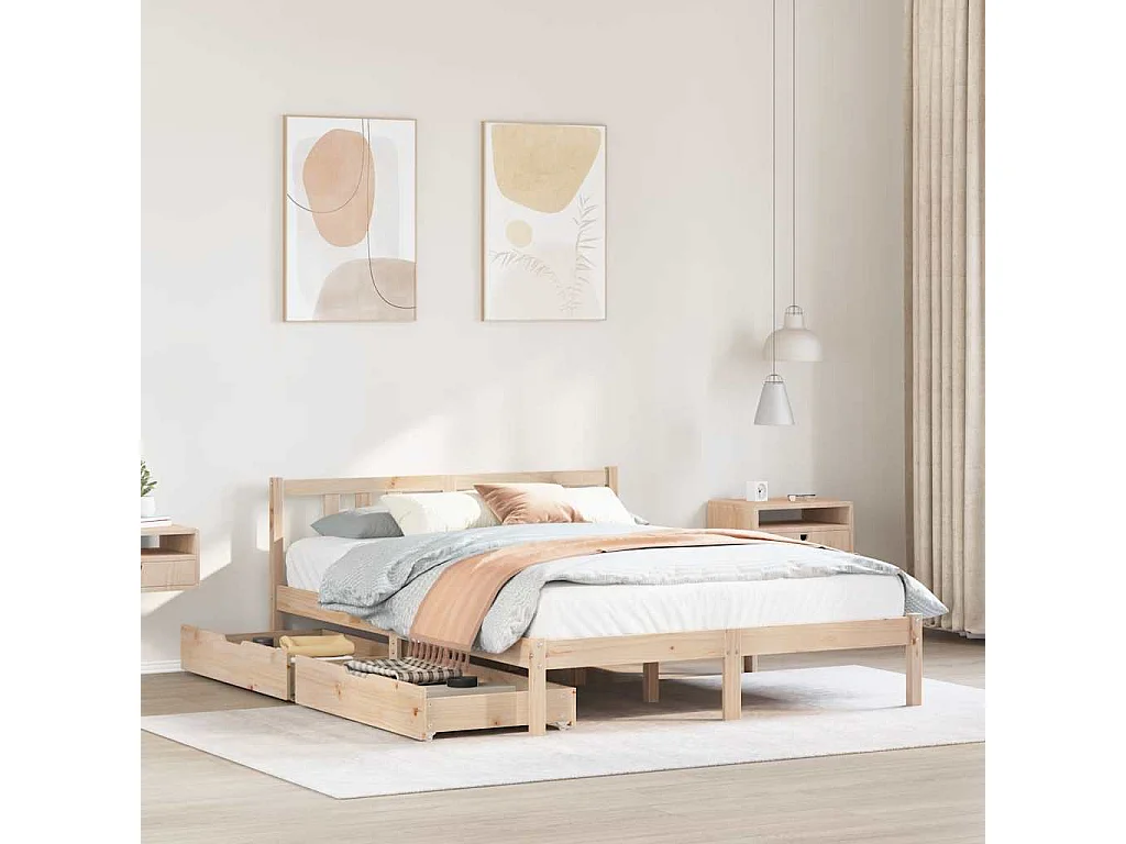 Cama sem colchão 135x190 cm madeira de pinho maciça