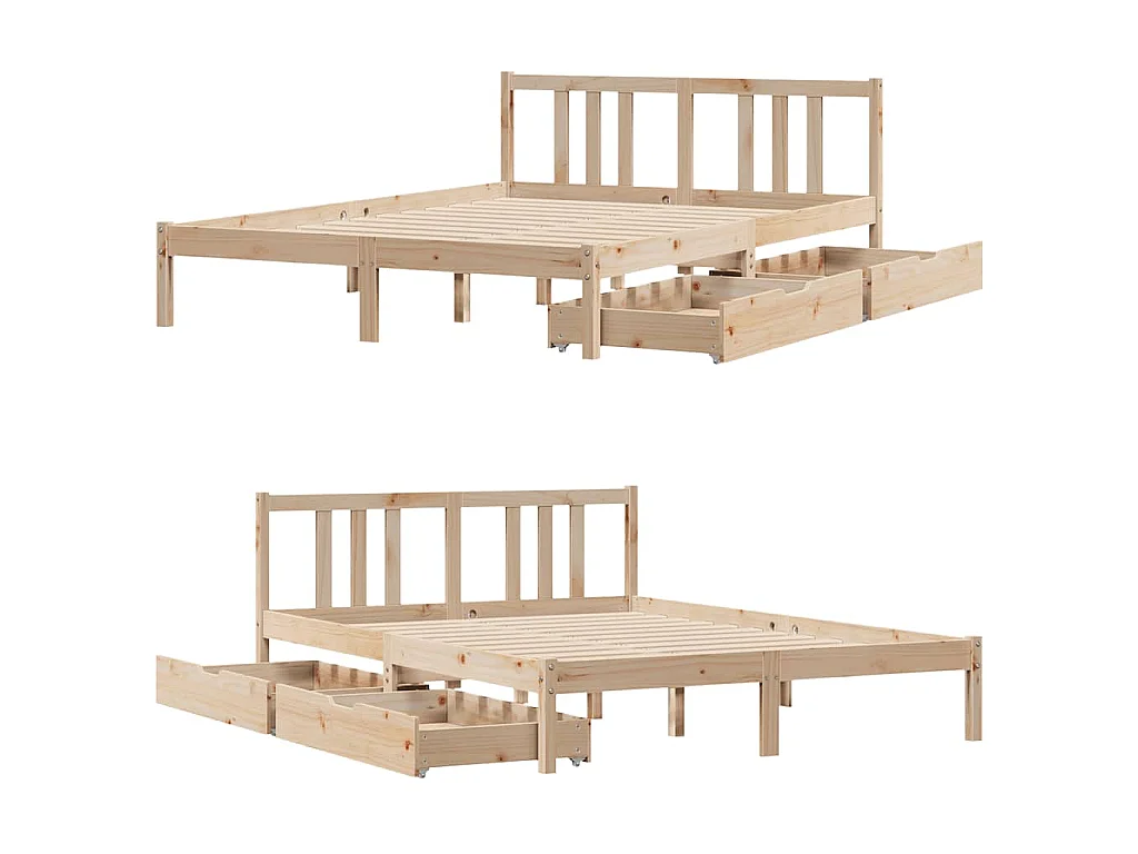 Cama sem colchão 135x190 cm madeira de pinho maciça