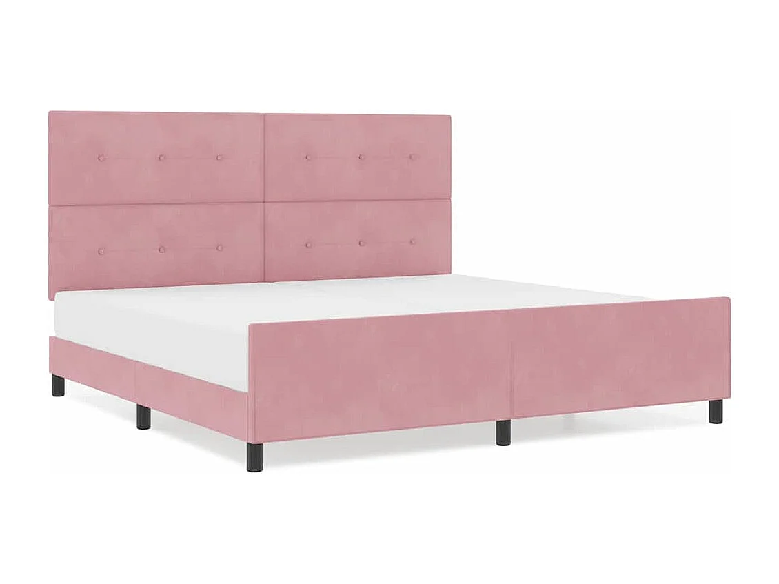 Cadre de lit avec tête de lit Rose 200 x 200 cm Velours