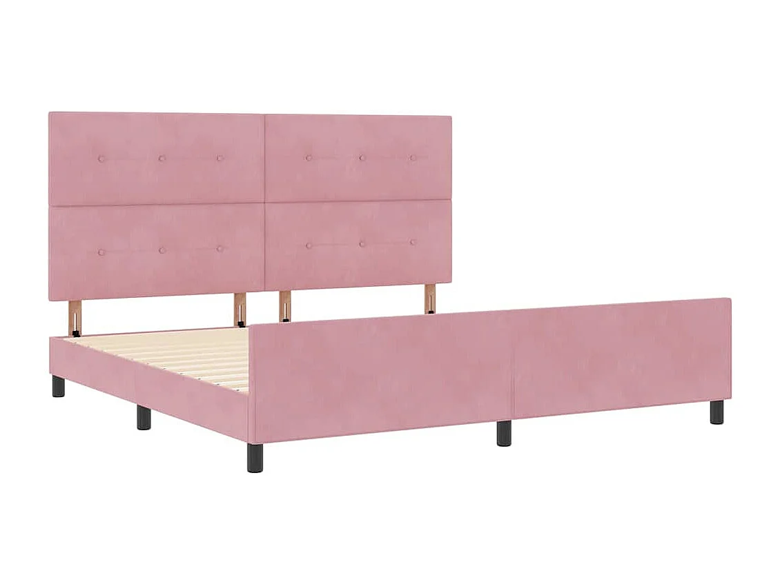 Boxspringbett mit Kopfteil Rosa 200 x 200 cm Samt