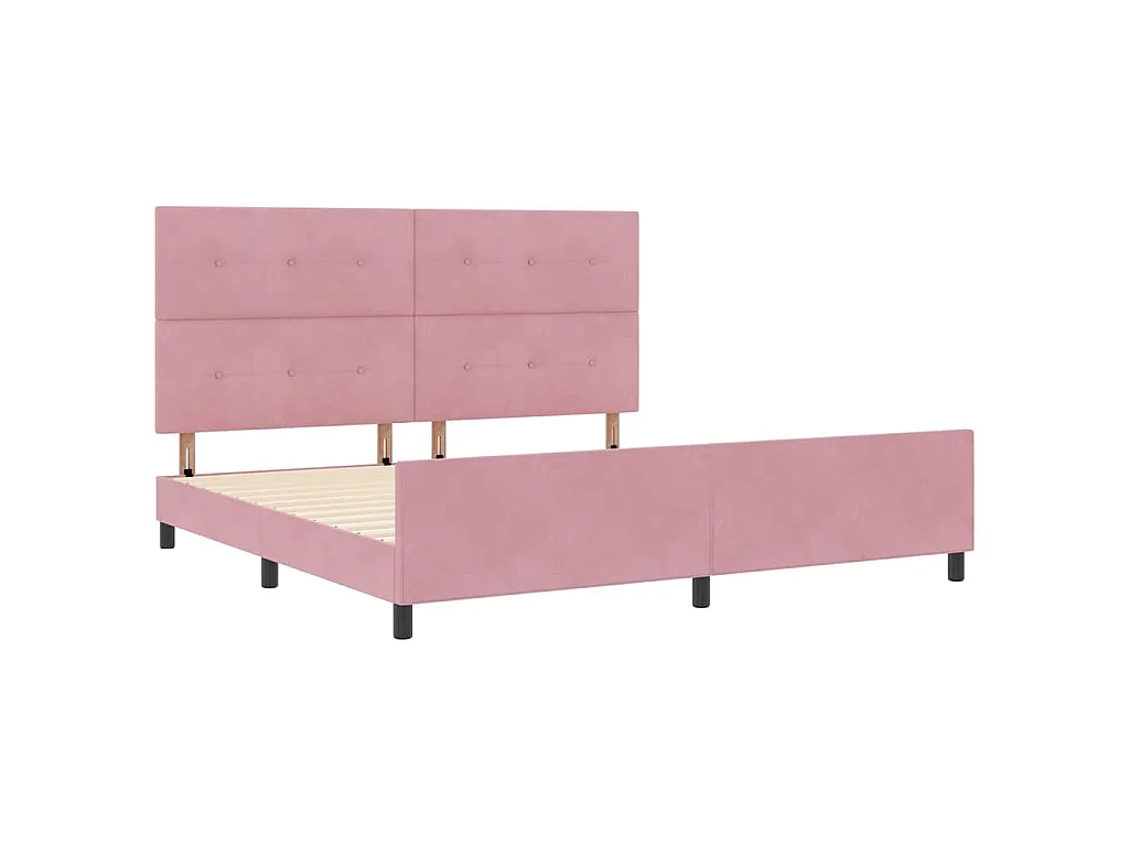 Letto a molle con testiera Rosa 200 x 200 cm Velluto